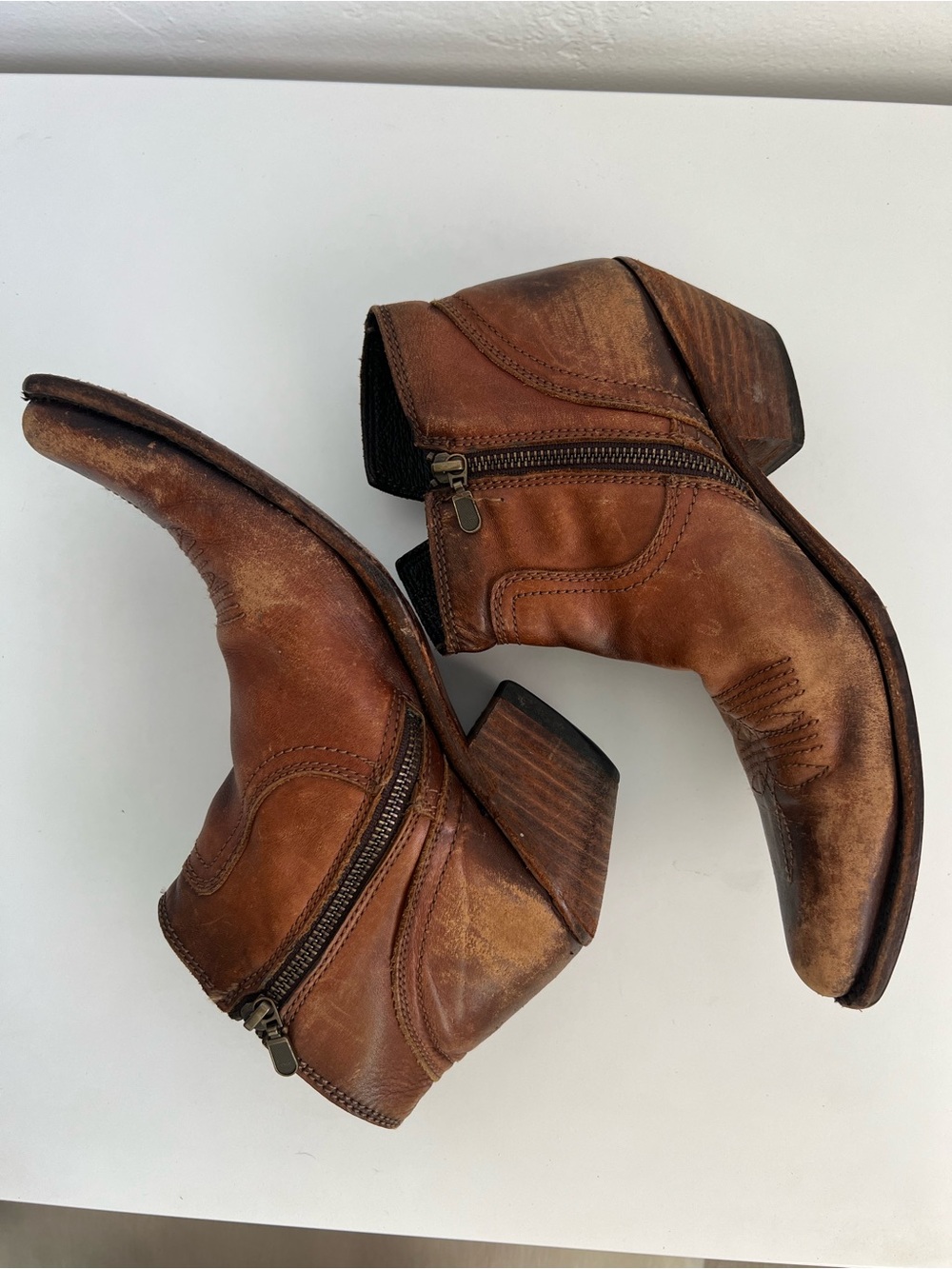 LIBERTY Black Brown Leather Ankle Booties - Picture 2 of 8